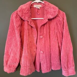 Norm Thompson Vintage Women’s Pink Terry Cloth Textured Cropped House Coat Robe